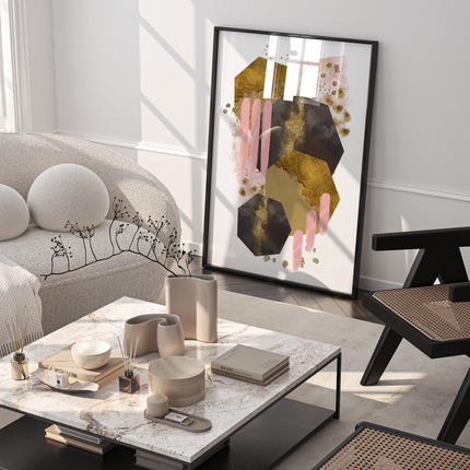 Framed poster - BLUSHING HEXAGONS