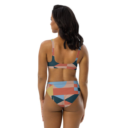 SUNSET GEOMETRY High-Waisted Recycled Bikini
