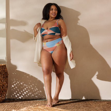 SUNSET GEOMETRY High-Waisted Recycled Bikini