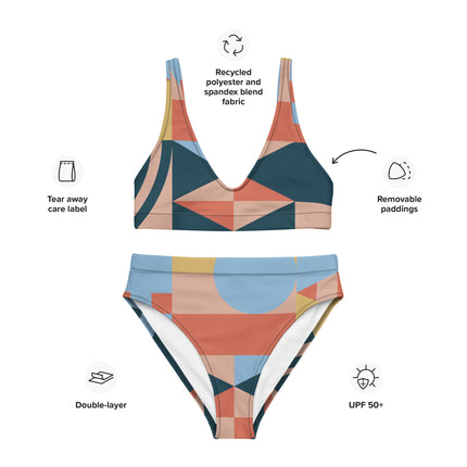 SUNSET GEOMETRY High-Waisted Recycled Bikini