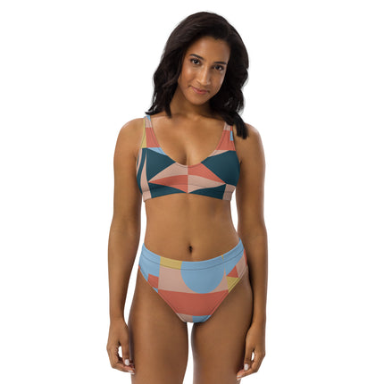 SUNSET GEOMETRY High-Waisted Recycled Bikini