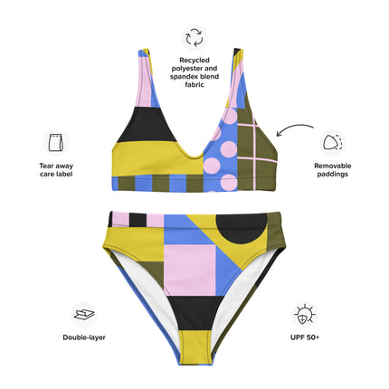 ABSTRACT JOURNEY  High-Waisted Recycled Bikini