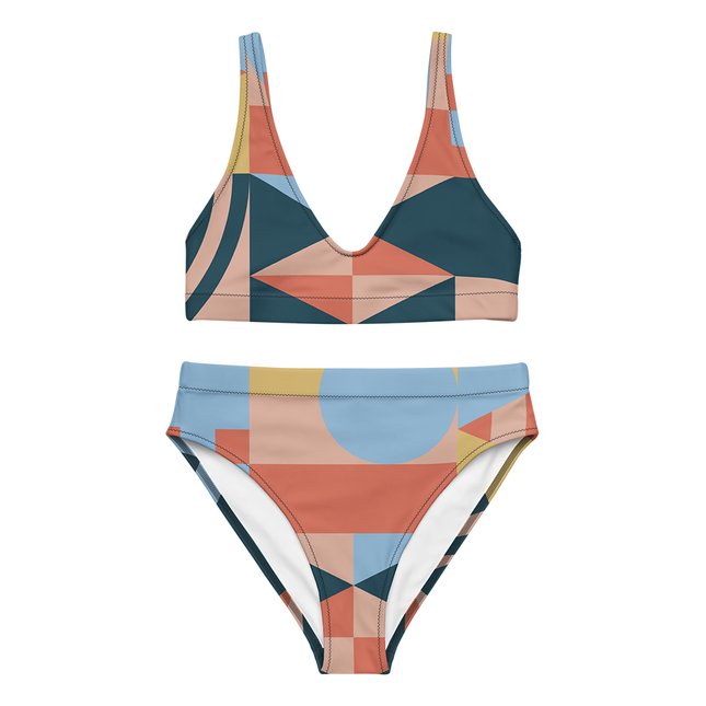 SUNSET GEOMETRY High-Waisted Recycled Bikini