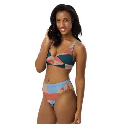 SUNSET GEOMETRY High-Waisted Recycled Bikini