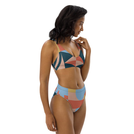 SUNSET GEOMETRY High-Waisted Recycled Bikini