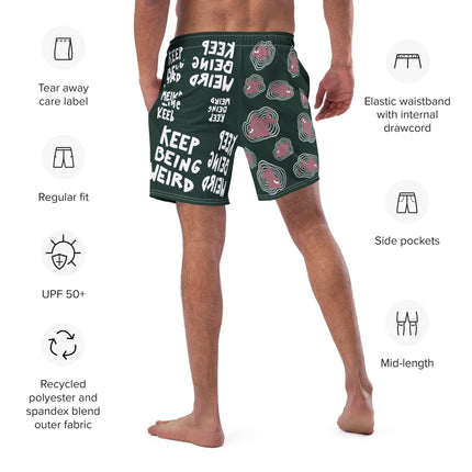 Recycled KEEP BEING WEIRD Swim Trunks