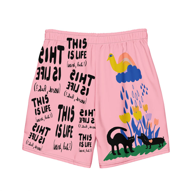 Recycled THIS IS LIFE WEIRD HUH Swim Trunks