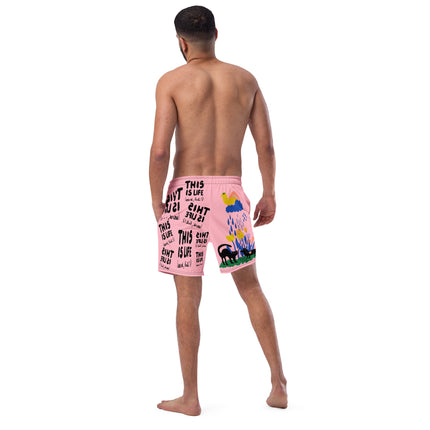 Recycled THIS IS LIFE WEIRD HUH Swim Trunks