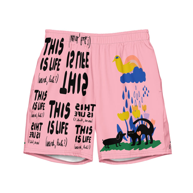 Recycled THIS IS LIFE WEIRD HUH Swim Trunks