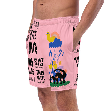 Recycled THIS IS LIFE WEIRD HUH Swim Trunks